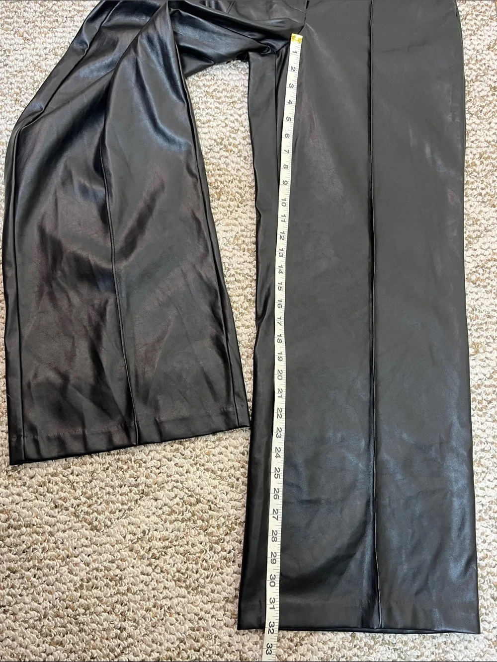 NINE WEST FAUX LEATHER MINERAL BLACK WIDE LEG PLEATED PANTS SZ 12 NWT